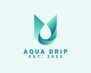 Abstract Aqua Water Droplet logo design