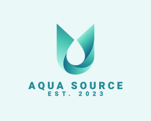 Abstract Aqua Water Droplet logo design