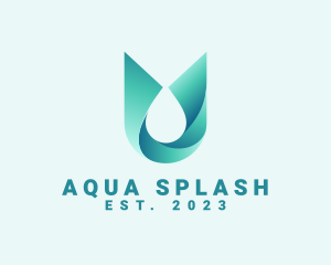 Abstract Aqua Water Droplet logo design