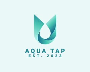 Abstract Aqua Water Droplet logo design