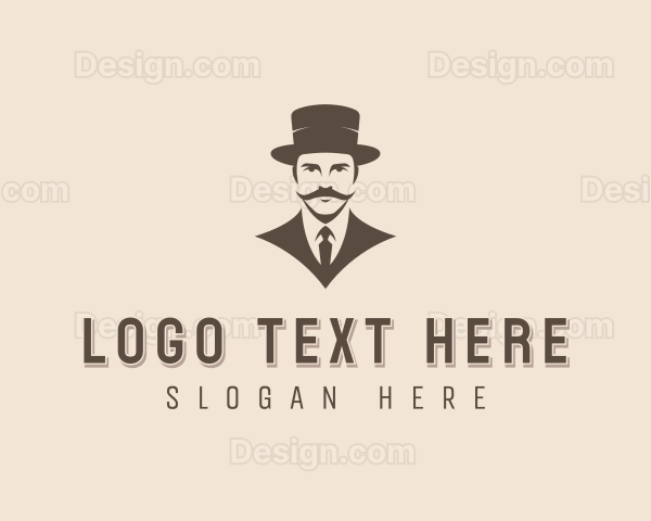 Stylish Mustache Gentleman Logo