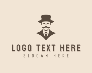 Stylish Mustache Gentleman logo