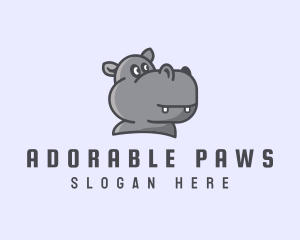 Cute Cubby Hippopotamus logo design