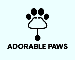 Paw Stethoscope Veterinary logo design