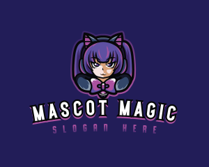 Cat Cosplay Gamer Anime logo design