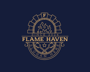 Flame Paddle Oven logo design