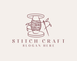 Sewing Leaf Thread Needle logo design