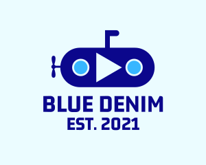 Blue Submarine Ship  logo design