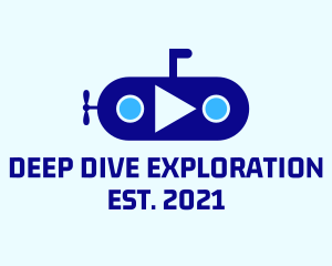 Blue Submarine Ship  logo