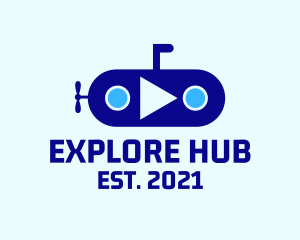 Blue Submarine Ship  logo design