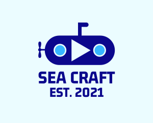 Blue Submarine Ship  logo