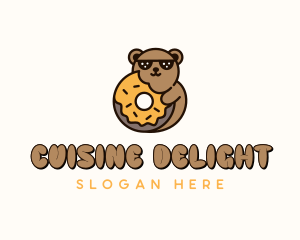 Bear Donut Dessert  logo design