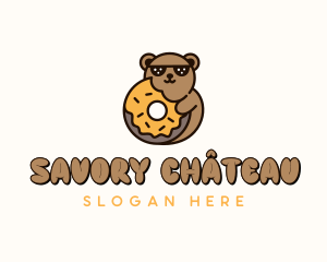 Bear Donut Dessert  logo design