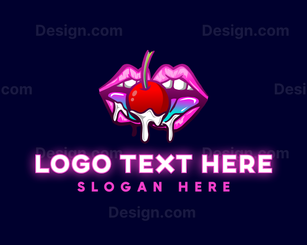 Cherry French Kiss Lips Logo