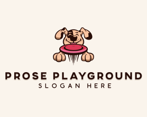 Dog Play Frisbee logo design