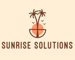 Sunset Island Adventure  logo design