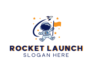 Space Rocket Astronaut logo design