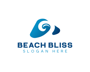 Surfing Beach Waves logo design