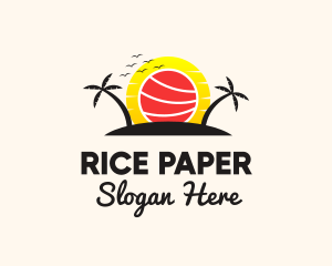 Tropical Sushi Sunset logo design