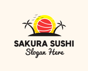 Tropical Sushi Sunset logo design