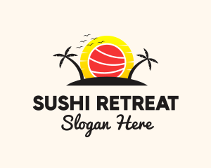 Tropical Sushi Sunset logo design