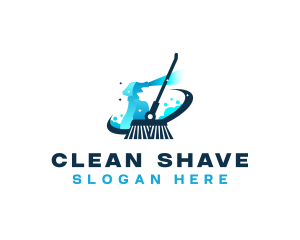 Broom Sprayer Janitorial Cleaning logo design