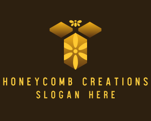 Honeycomb Flower Bee logo design