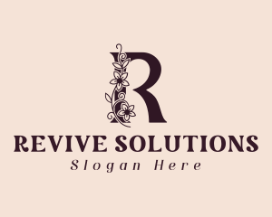 Flower Vine Letter R  logo design