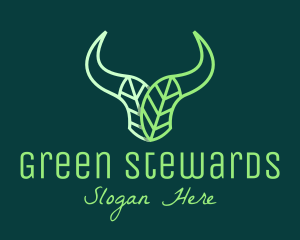 Green Bull Leaves logo design