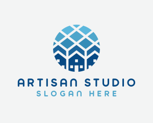 Blue Geometric Real Estate logo design