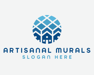 Blue Geometric Real Estate logo design