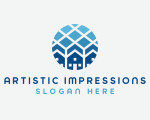 Blue Geometric Real Estate logo design