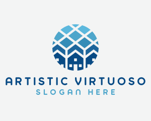 Blue Geometric Real Estate logo design