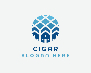 Blue Geometric Real Estate logo design