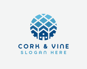 Blue Geometric Real Estate logo design