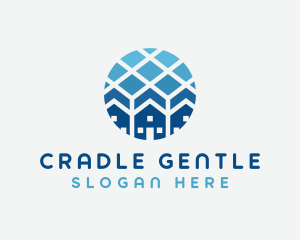 Blue Geometric Real Estate logo design