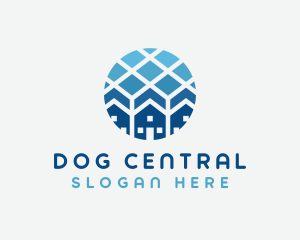 Blue Geometric Real Estate logo design