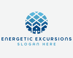 Blue Geometric Real Estate logo design