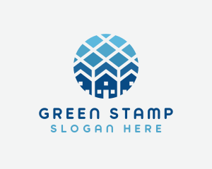 Blue Geometric Real Estate logo design