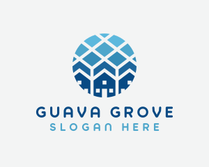 Blue Geometric Real Estate logo design