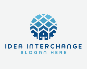 Blue Geometric Real Estate logo design