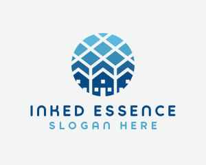 Blue Geometric Real Estate logo design