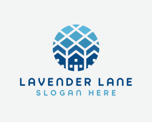 Blue Geometric Real Estate logo design