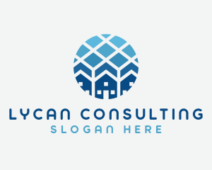 Blue Geometric Real Estate logo design