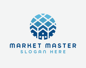 Blue Geometric Real Estate logo design