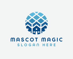 Blue Geometric Real Estate logo design