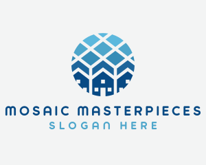 Blue Geometric Real Estate logo design