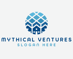 Blue Geometric Real Estate logo design