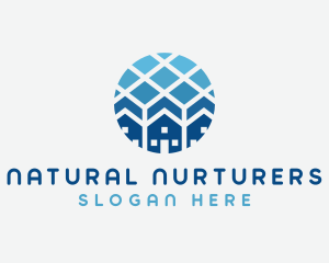 Blue Geometric Real Estate logo design