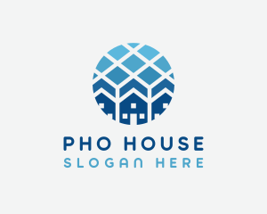 Blue Geometric Real Estate logo design